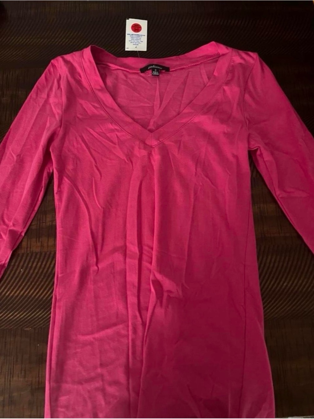 Rainbow Hot Pink V-Neck Long Sleeve Tee